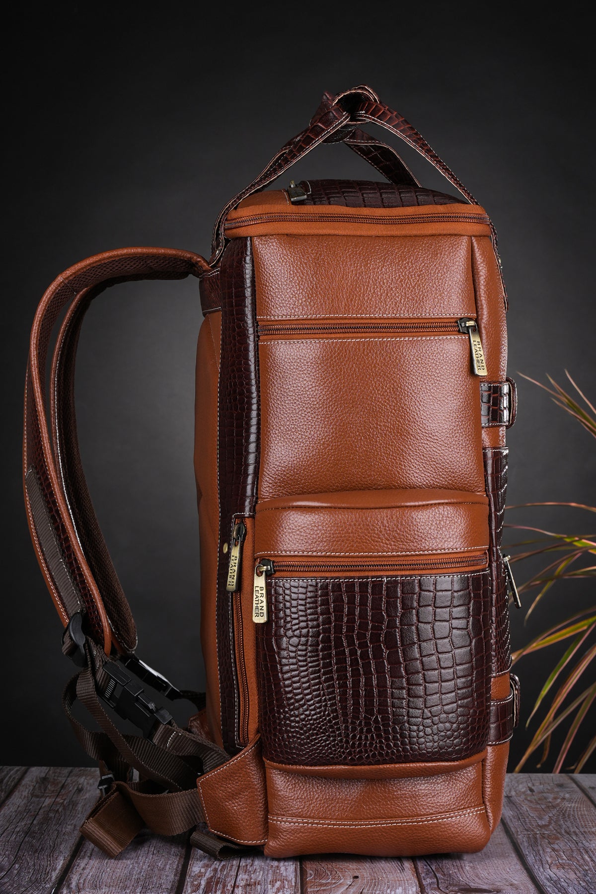 BRAND LEATHER Full Grain Buffalo - Hide Leather Backpack Large Capacity 15/15.6/16/17 Inch Laptop Bag Multi Pockets Travel Daypack