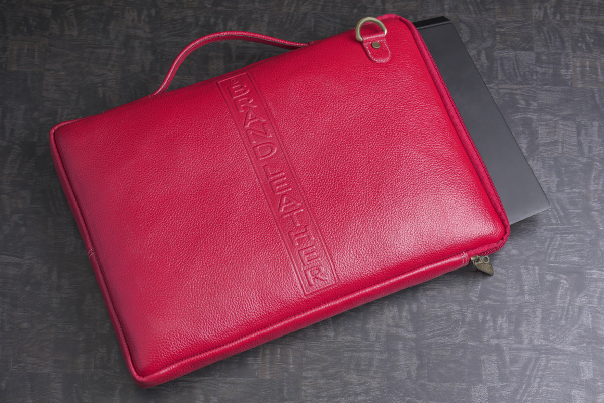 Genuine Leather Laptop Sleeve for Upto 16.3" inch | Shoulder Straps | Adjustable Slings