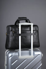 Men's Solid Full Grain Cowhide Leather Large 16 Inch Laptop Briefcase Messenger Bag