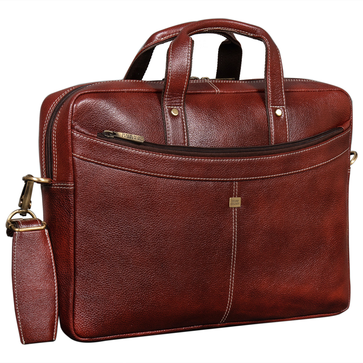 BRAND LEATHER Genuine Leather Laptop Bag for Men/Office Bag for Men |Fits 14|15.6|16 Inch Laptop Bag/MacBook |Leather Bag for Men with Shoulder Straps|Crossbody Laptop Messenger Bag for Men