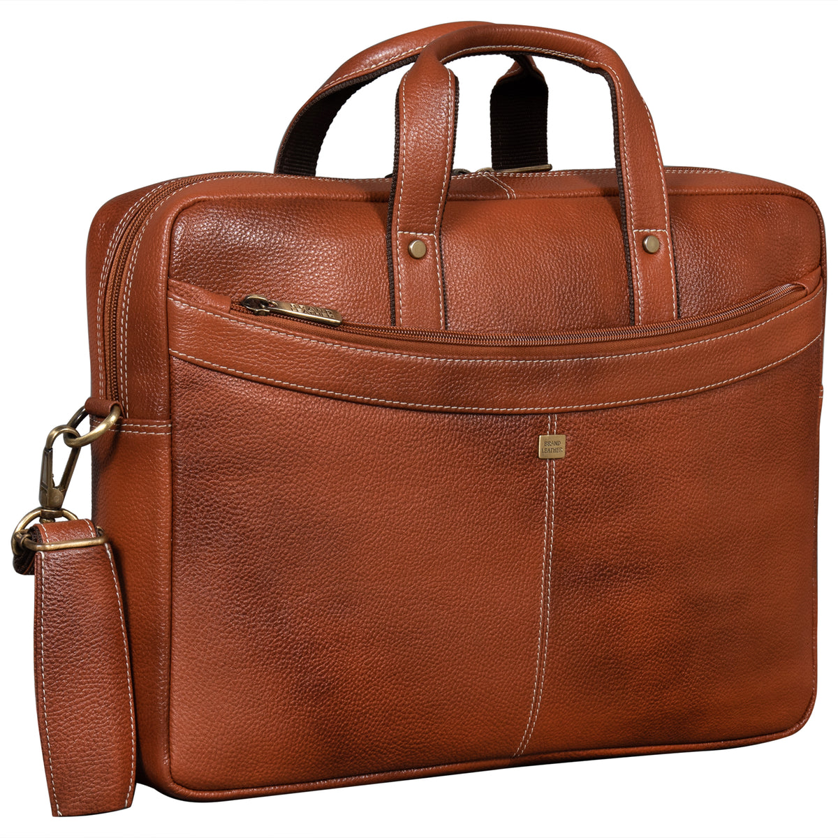 BRAND LEATHER Genuine Leather Laptop Bag for Men/Office Bag for Men |Fits 14|15.6|16 Inch Laptop Bag/MacBook |Leather Bag for Men with Shoulder Straps|Crossbody Laptop Messenger Bag for Men