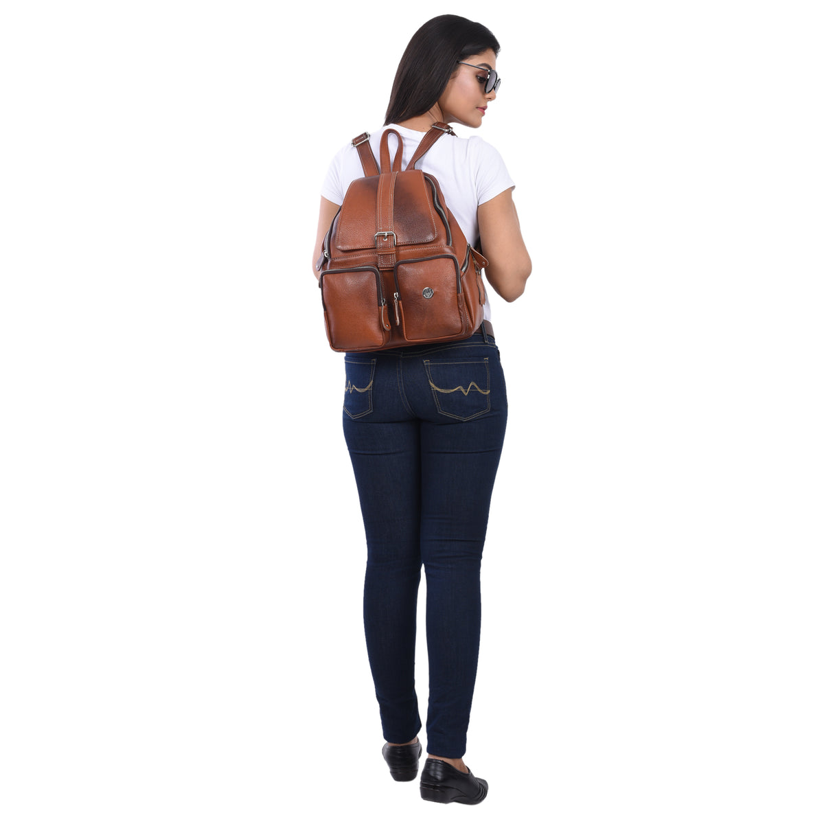 BRAND LEATHER Genuine Leather Stylish Women's Backpack Use for College|School|Office|Travel