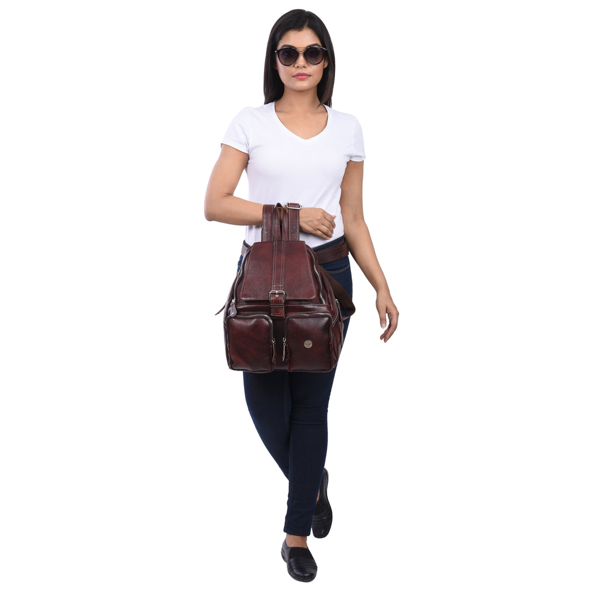 BRAND LEATHER Genuine Leather Stylish Women's Backpack Use for College|School|Office|Travel