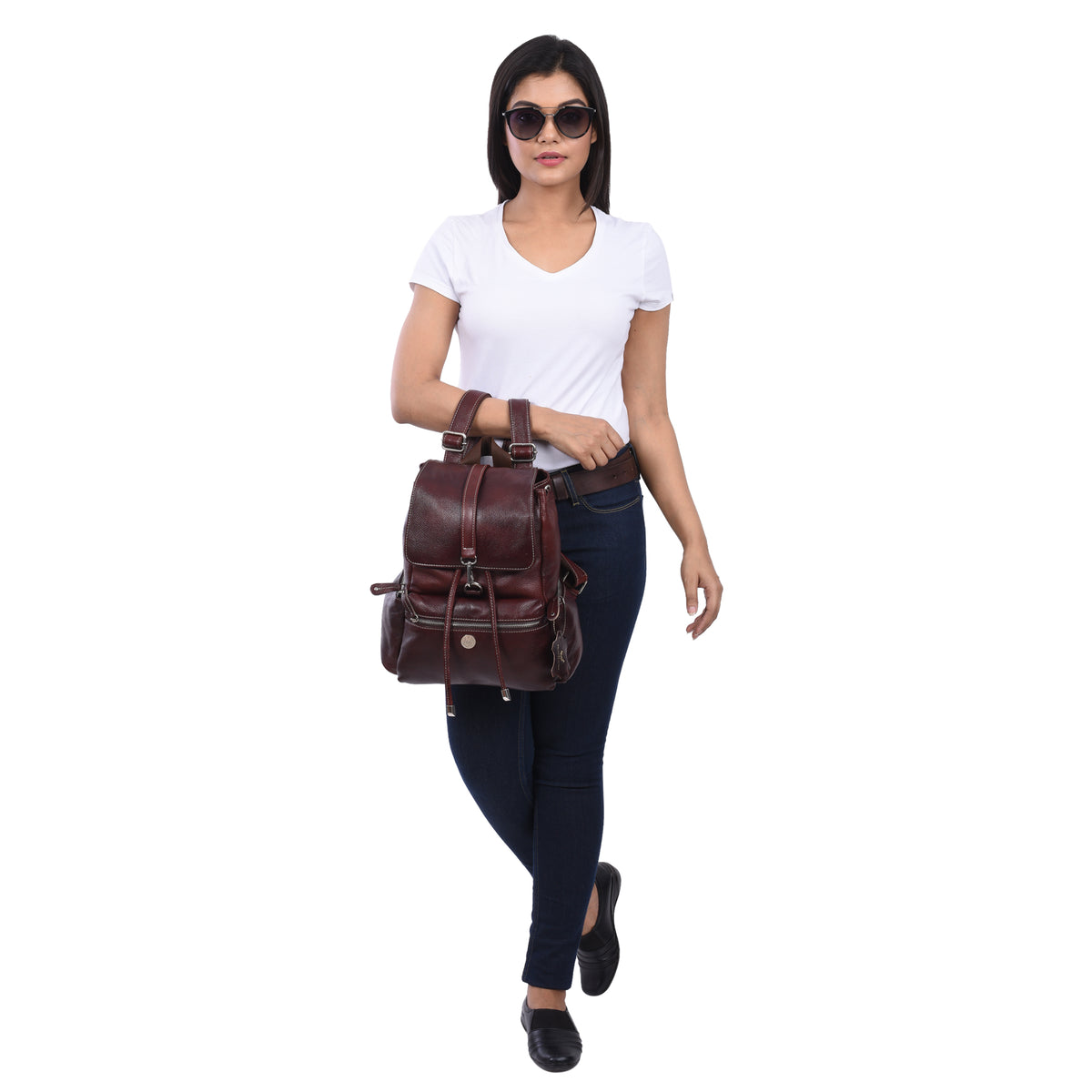 BRAND LEATHER Genuine Leather Stylish Women's Backpack Use for College|School|Office|Travel