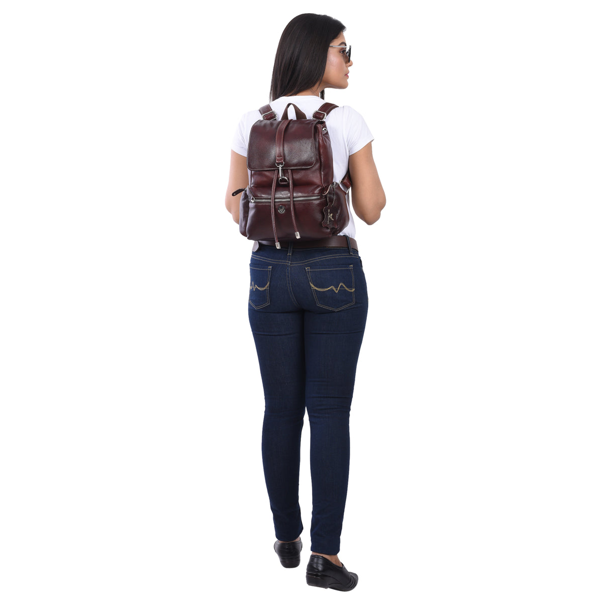 BRAND LEATHER Genuine Leather Stylish Women's Backpack Use for College|School|Office|Travel