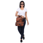 BRAND LEATHER Genuine Leather Stylish Women's Backpack Use for College|School|Office|Travel