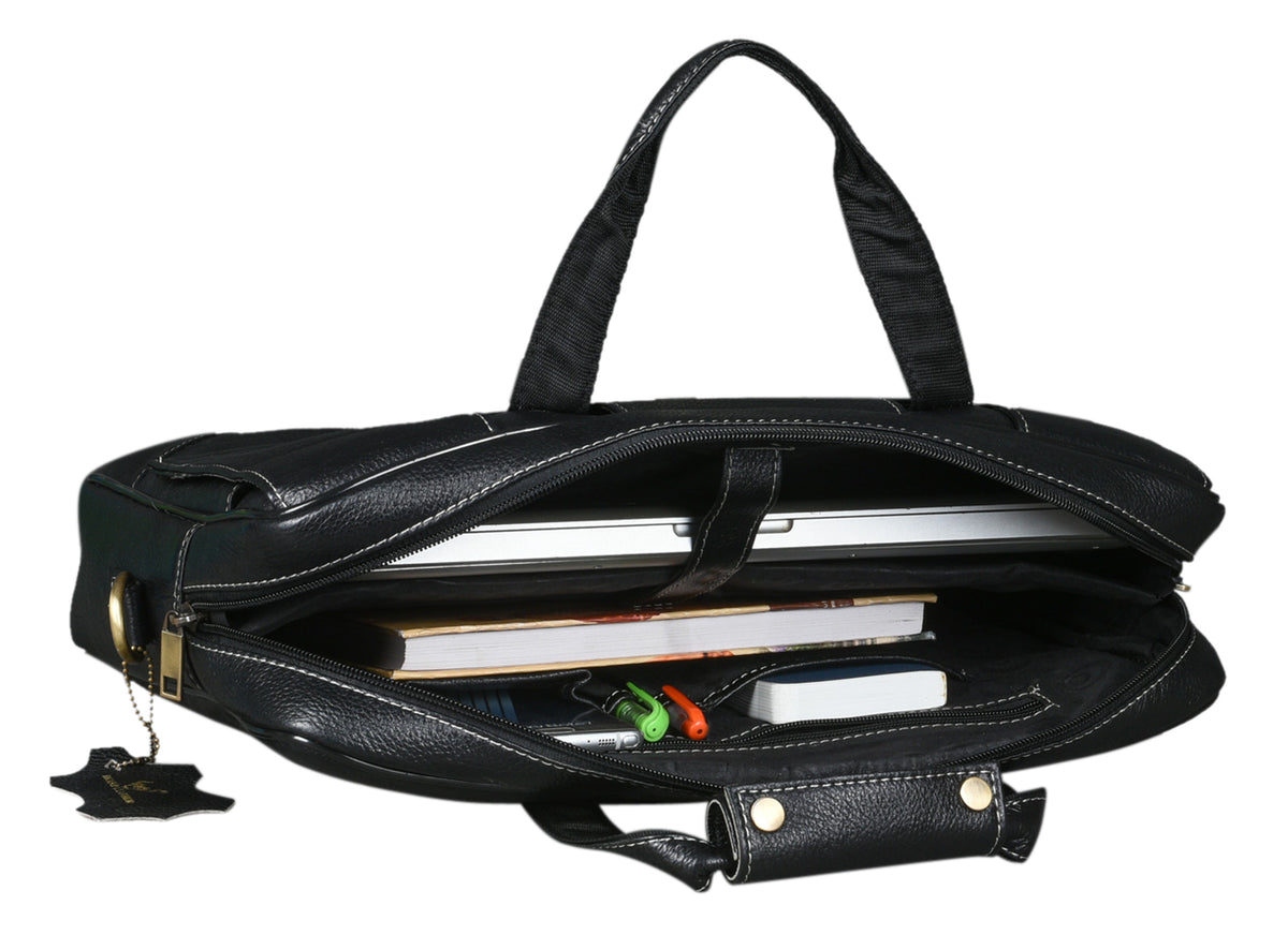 BRAND LEATHER Laptop Bag for Men - Genuine Leather Office Bag with Multiple Compartments Fits 14/15.6/16 Inch Laptop Bag - Messenger and Shoulder Bag for Travel - Water Resistant