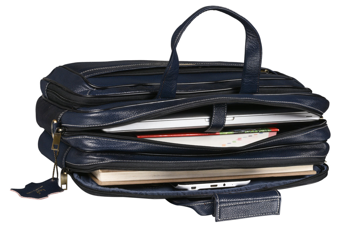 Genuine Leather Laptop Bag for Men - Office Bag, Brown - Fits Up to 16-inch Laptop/MacBook - Shoulder Bag/Hand Bag