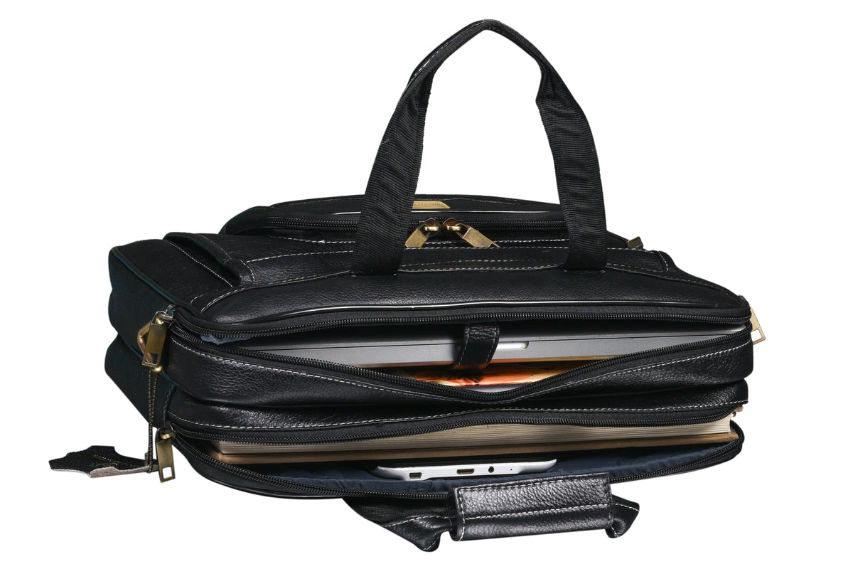 Genuine Leather Briefcase for Men Business Travel Messenger Bags 15.6 Inch Laptop Bag