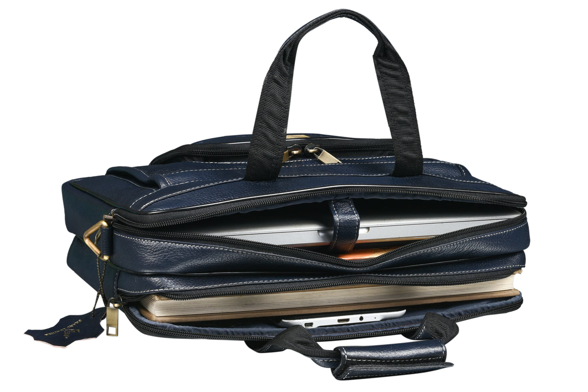 Genuine Leather Briefcase for Men Business Travel Messenger Bags 15.6 Inch Laptop Bag