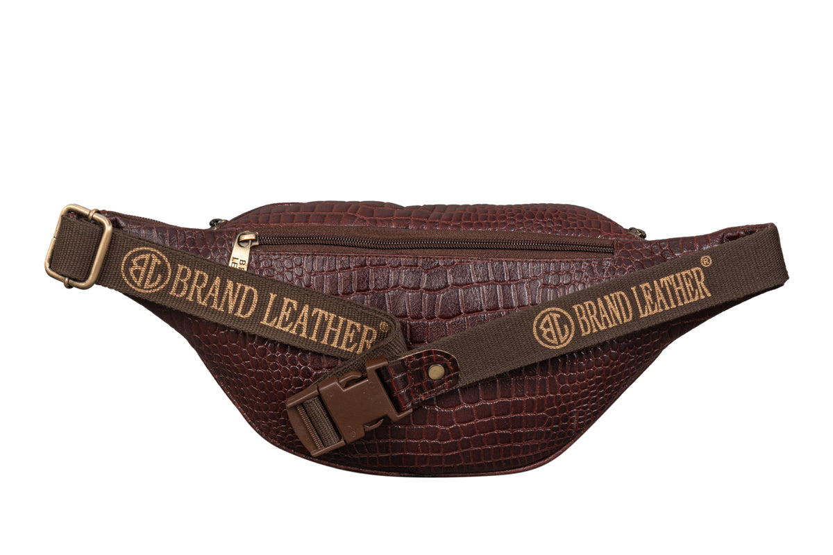 BRAND LEATHER Genuine Leather Stylish Waist Bag Elegant Style Travel Pouch Passport Holder with Adjustable Strap