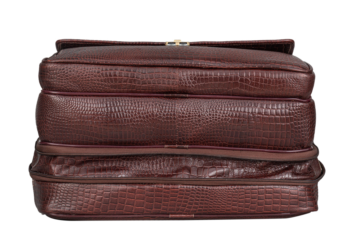 17 inch Genuine Leather Laptop Messenger Bag with Full Expandable With 360 Days Warranty