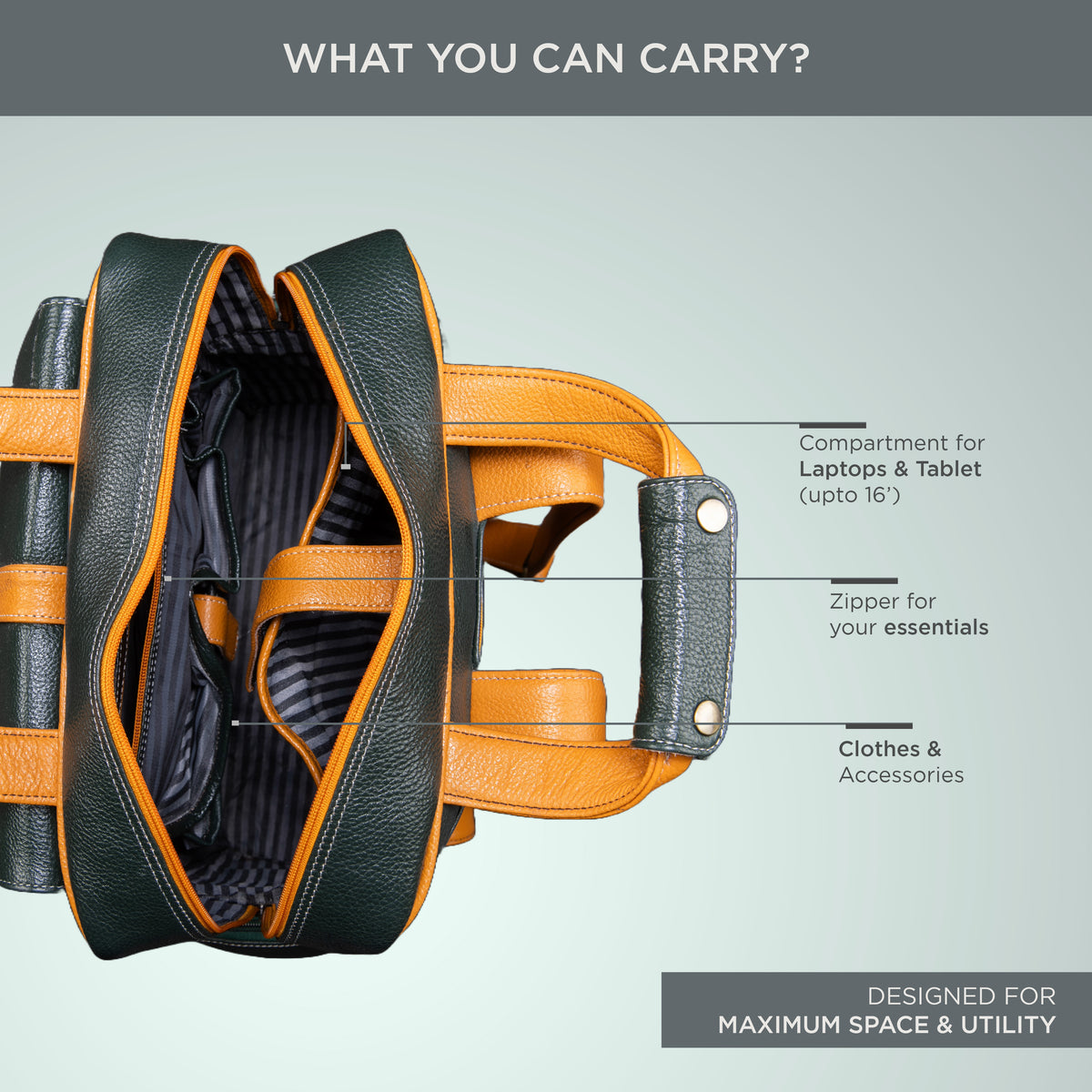 BRAND LEATHER Full Grain Buffalo - Hide Leather Backpack Large Capacity 15/15.6/16/17 Inch Laptop Bag Multi Pockets Travel Daypack