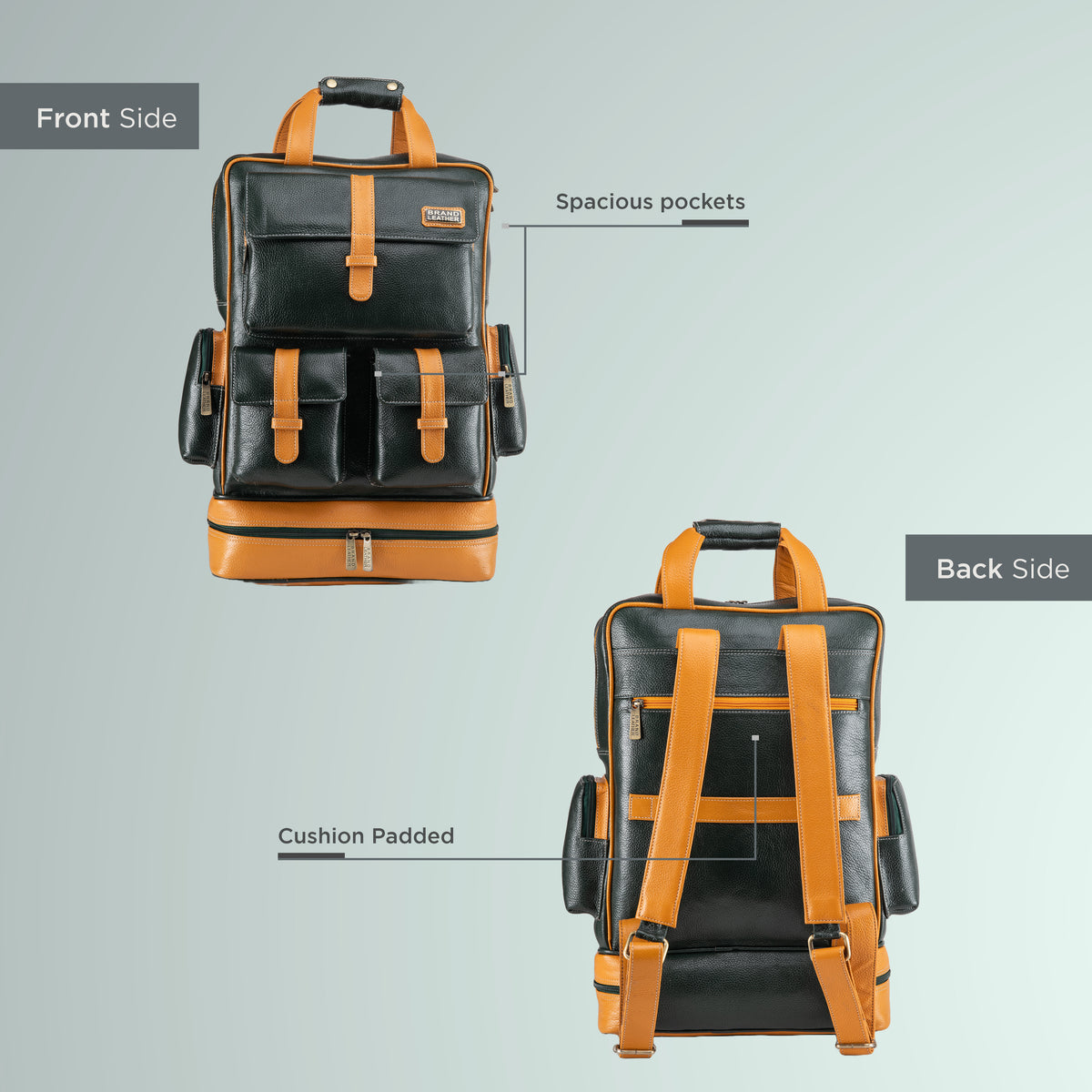 BRAND LEATHER Full Grain Buffalo - Hide Leather Backpack Large Capacity 15/15.6/16/17 Inch Laptop Bag Multi Pockets Travel Daypack