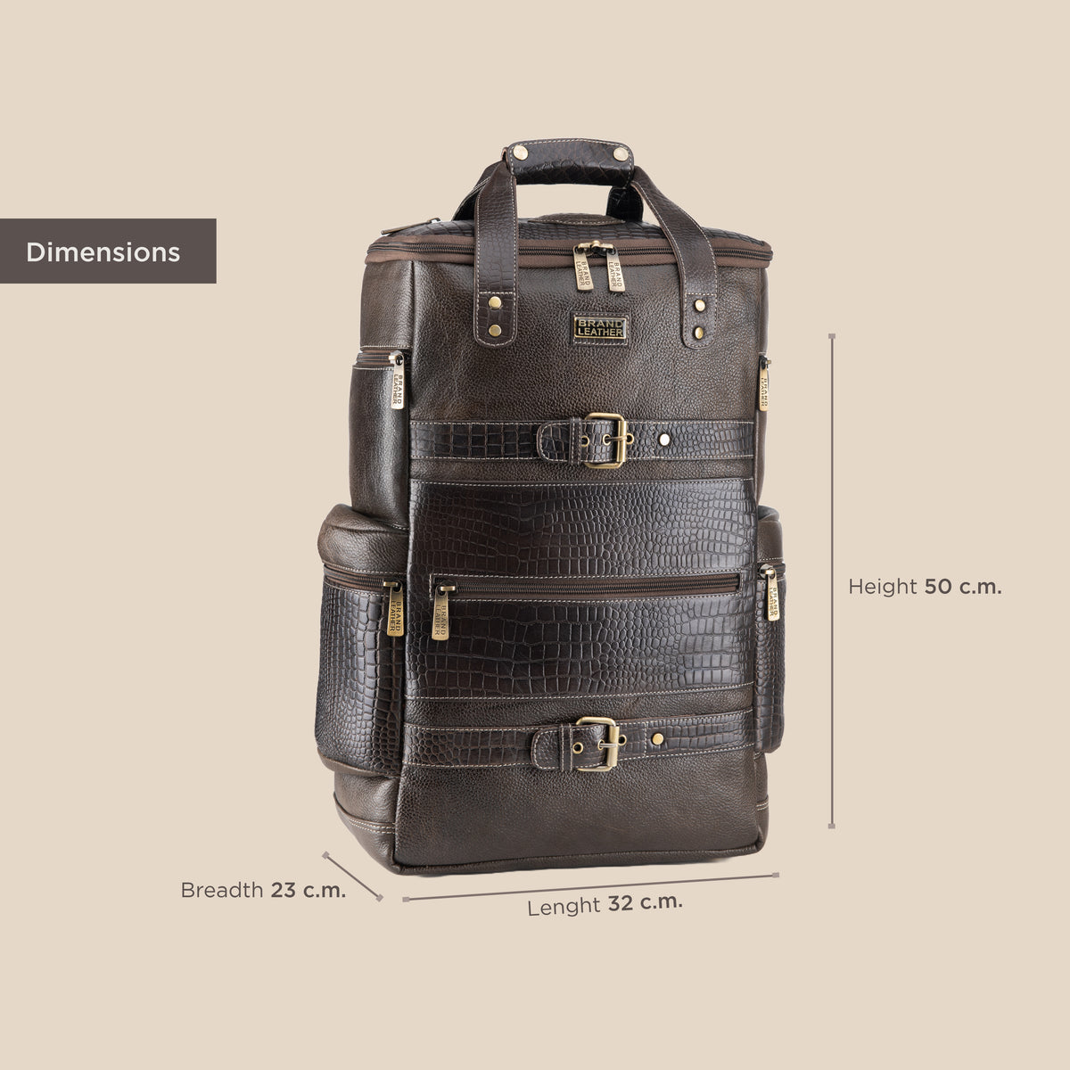 BRAND LEATHER Full Grain Buffalo - Hide Leather Backpack Large Capacity 15/15.6/16/17 Inch Laptop Bag Multi Pockets Travel Daypack