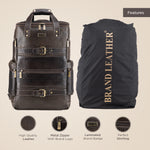 BRAND LEATHER Full Grain Buffalo - Hide Leather Backpack Large Capacity 15/15.6/16/17 Inch Laptop Bag Multi Pockets Travel Daypack