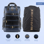 BRAND LEATHER Full Grain Buffalo - Hide Leather Backpack Large Capacity 15/15.6/16/17 Inch Laptop Bag Multi Pockets Travel Daypack