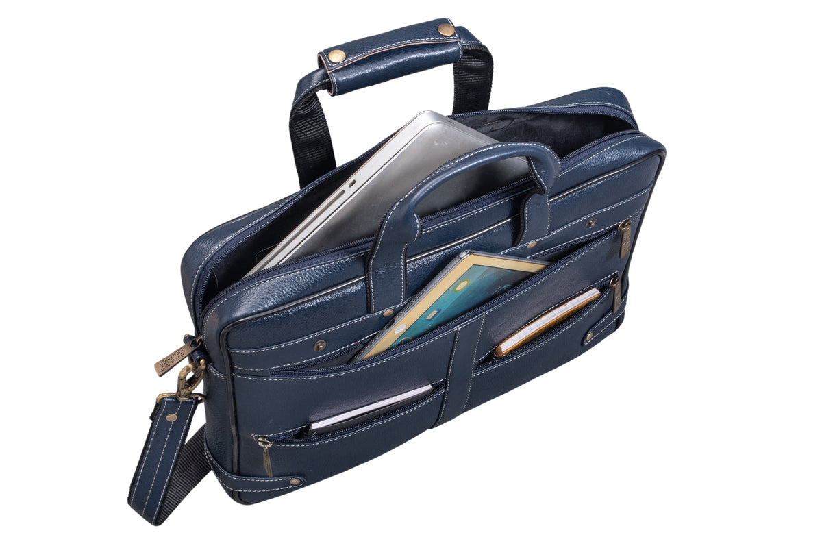 Laptop Bag for Men - Genuine Leather Messenger Bag for Office - Fits up to 16 Inch Laptop -Brown Shoulder Bag with Multiple Compartments - Executive Leather Bag for Work and Travel