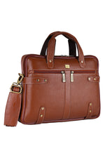 Laptop Bag for Men - Genuine Leather Messenger Bag for Office - Fits up to 15 Inch Laptop -Brown Shoulder Bag with Multiple Compartments - Executive Leather Bag for Work and Travel