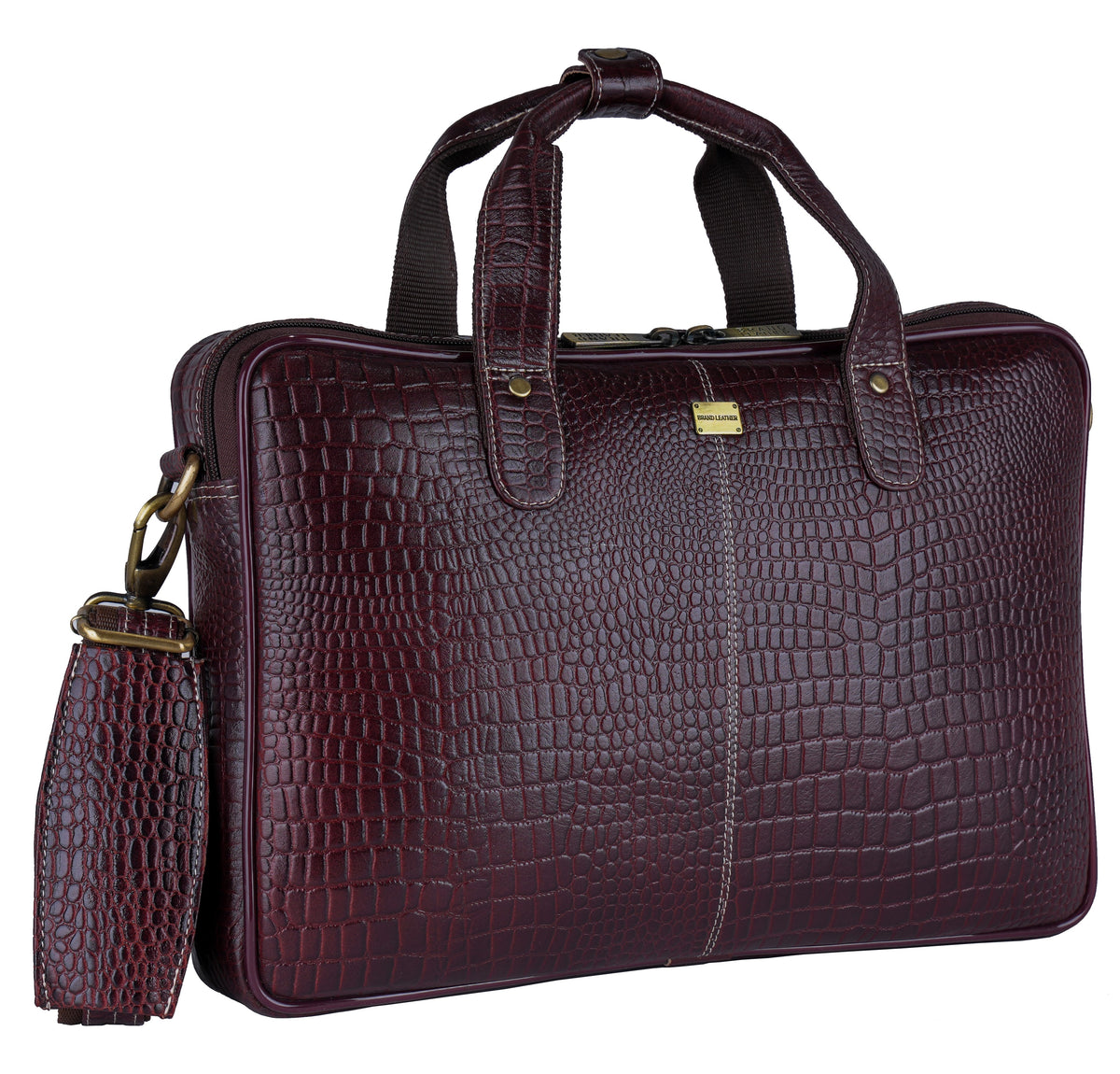 BRAND LEATHER Genuine Leather Laptop Bag for Men/Office Bag for Men |Fits 14|15.6|16 Inch Laptop Bag/MacBook |Leather Bag for Men with Shoulder Straps|Crossbody Laptop Messenger Bag for Men