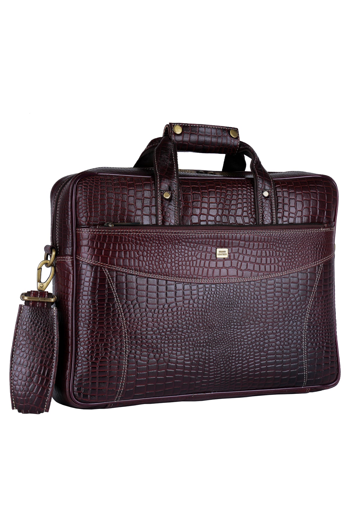 BRAND LEATHER Genuine Leather Laptop Bag for Men/Office Bag for Men |Fits 14|15.6|16 Inch Laptop Bag/MacBook |Leather Bag for Men with Shoulder Straps|Crossbody Laptop Messenger Bag for Men