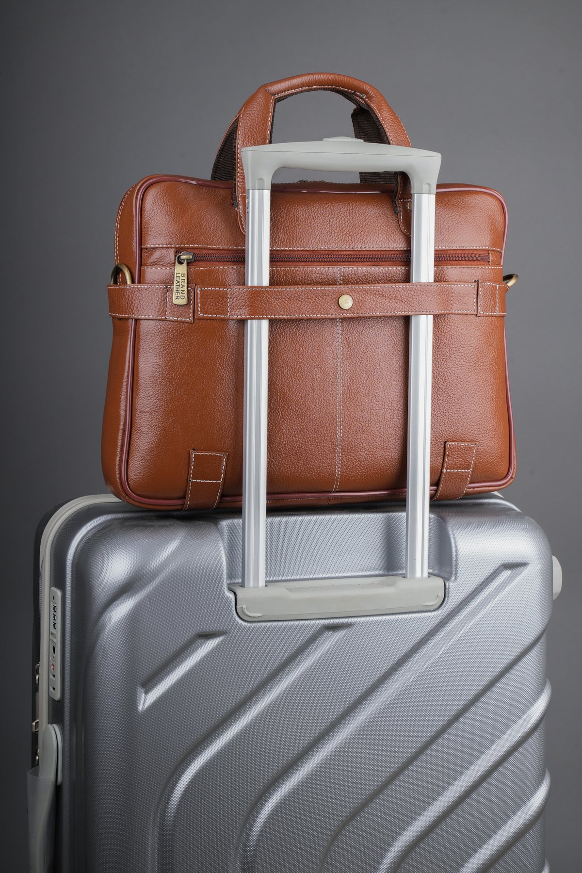 Laptop Bag for Men - Genuine Leather Messenger Bag for Office - Fits up to 15 Inch Laptop -Brown Shoulder Bag with Multiple Compartments - Executive Leather Bag for Work and Travel