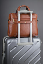 Laptop Bag for Men - Genuine Leather Messenger Bag for Office - Fits up to 15 Inch Laptop -Brown Shoulder Bag with Multiple Compartments - Executive Leather Bag for Work and Travel