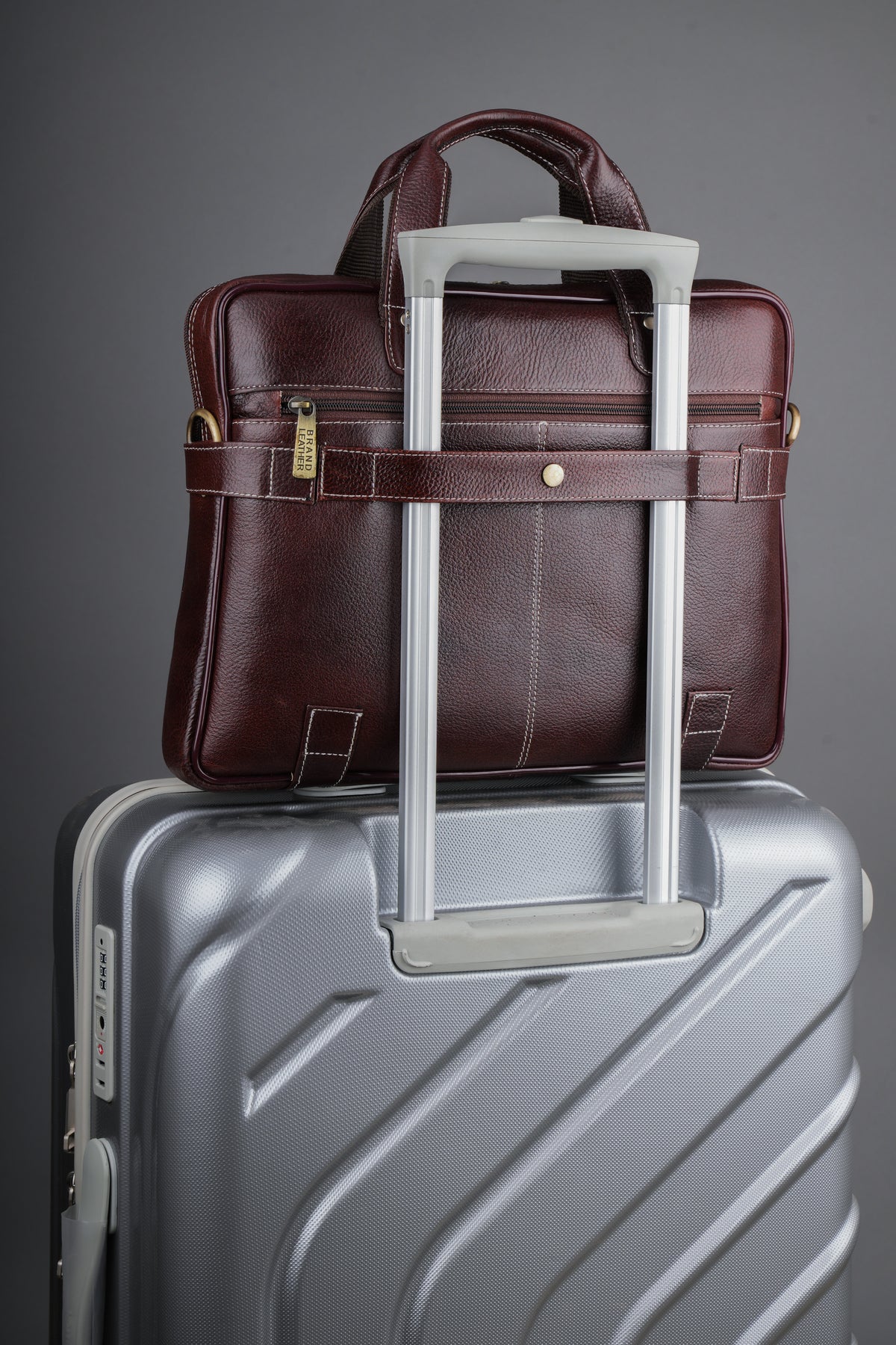 Laptop Bag for Men - Genuine Leather Messenger Bag for Office - Fits up to 15 Inch Laptop -Brown Shoulder Bag with Multiple Compartments - Executive Leather Bag for Work and Travel