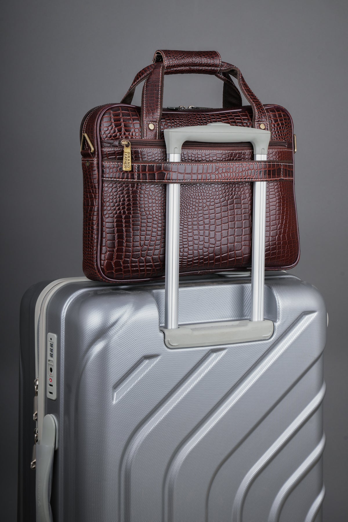 BRAND LEATHER Laptop Bag for Men - Genuine Leather Messenger Bag for Office - Fits up to 13 Inch Laptop -Brown Shoulder Bag