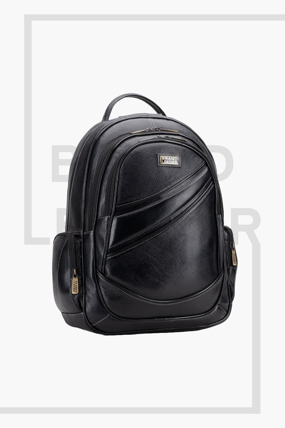 BRAND LEATHER Men's Full Grain Cow Hide Leather 17 Inch Laptop Backpack Large Capacity Weekender Overnight Camping Travel Rucksack