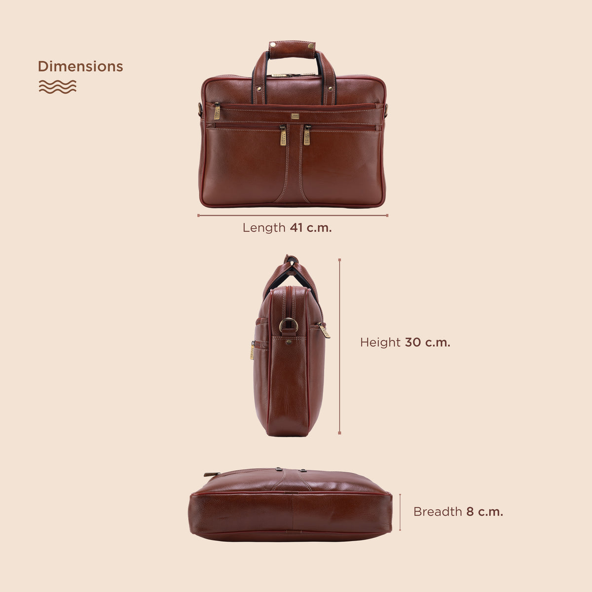 BRAND LEATHER Laptop Bag for Men - Genuine Leather Office Bag with Multiple Compartments Fits 14/15.6/16 Inch Laptop Bag - Messenger and Shoulder Bag for Travel - Water Resistant