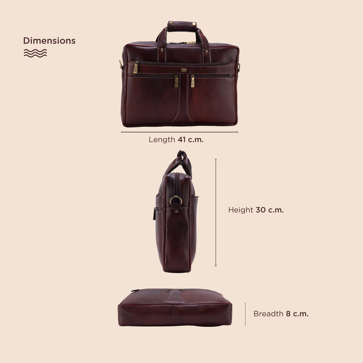 BRAND LEATHER Laptop Bag for Men - Genuine Leather Office Bag with Multiple Compartments Fits 14/15.6/16 Inch Laptop Bag - Messenger and Shoulder Bag for Travel - Water Resistant