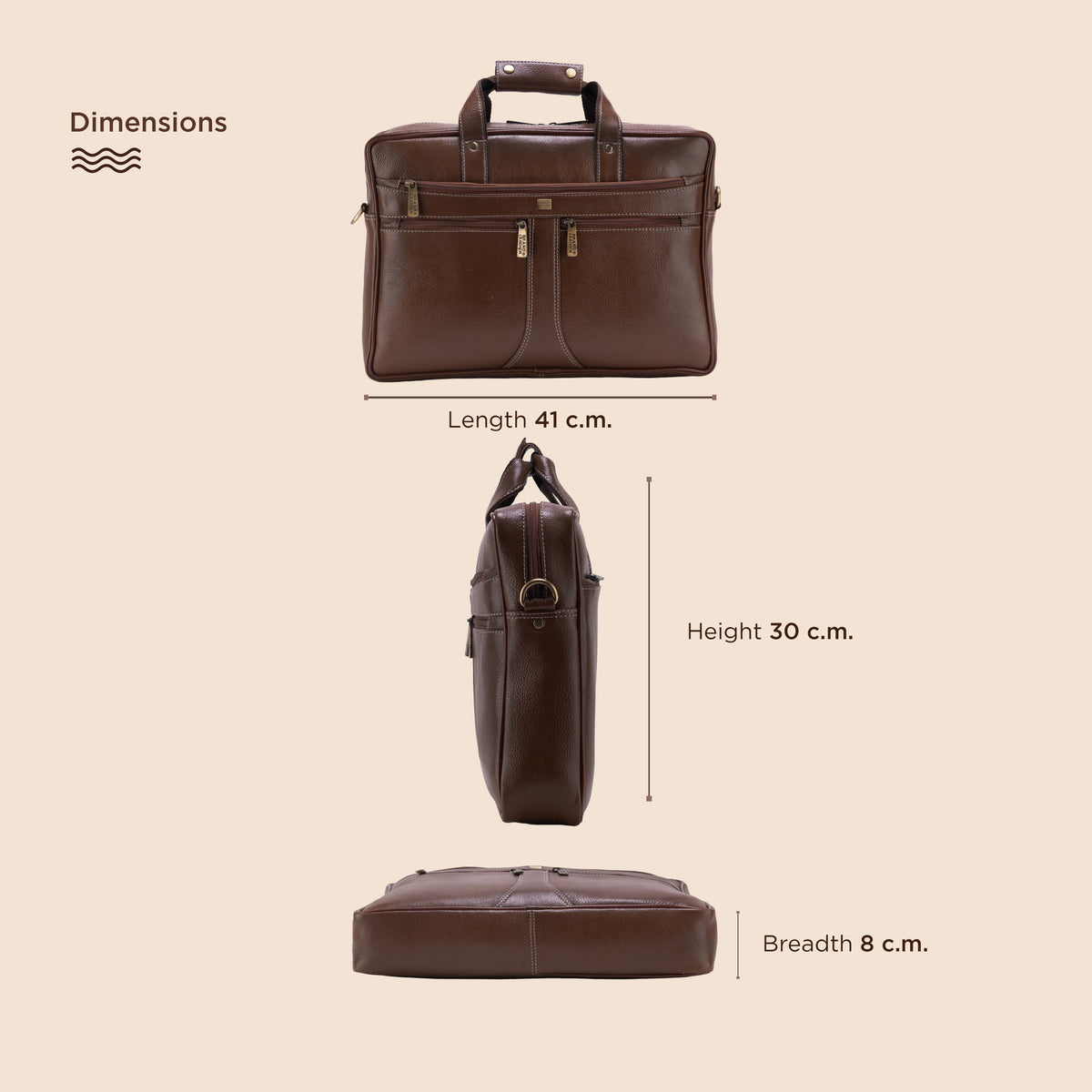 BRAND LEATHER Laptop Bag for Men - Genuine Leather Office Bag with Multiple Compartments Fits 14/15.6/16 Inch Laptop Bag - Messenger and Shoulder Bag for Travel - Water Resistant