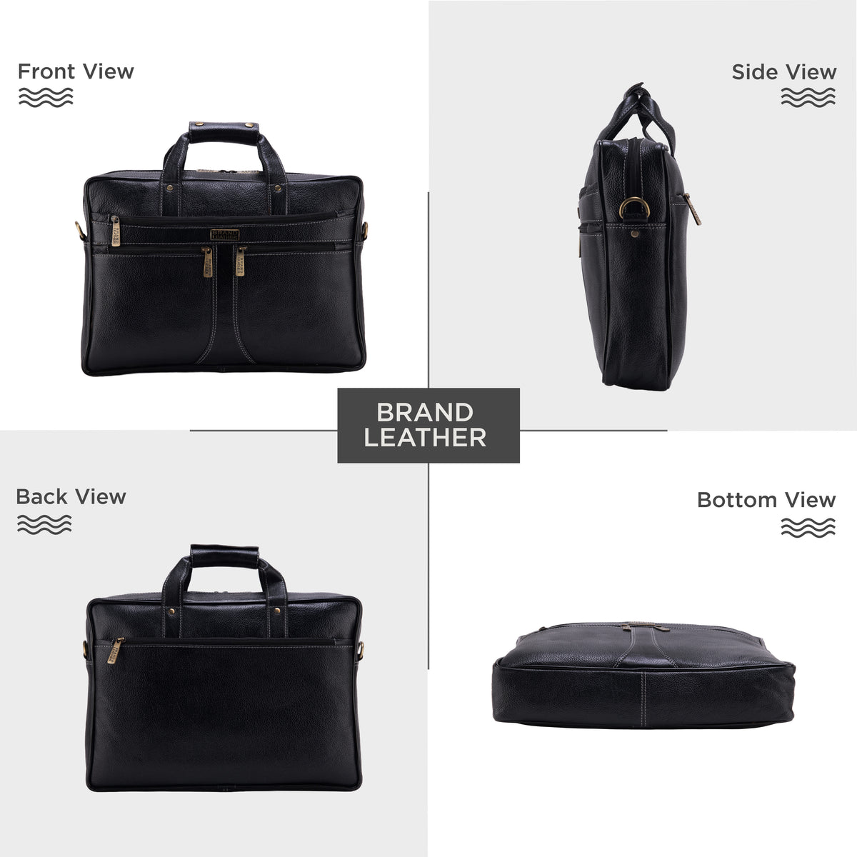 BRAND LEATHER Laptop Bag for Men - Genuine Leather Office Bag with Multiple Compartments Fits 14/15.6/16 Inch Laptop Bag - Messenger and Shoulder Bag for Travel - Water Resistant