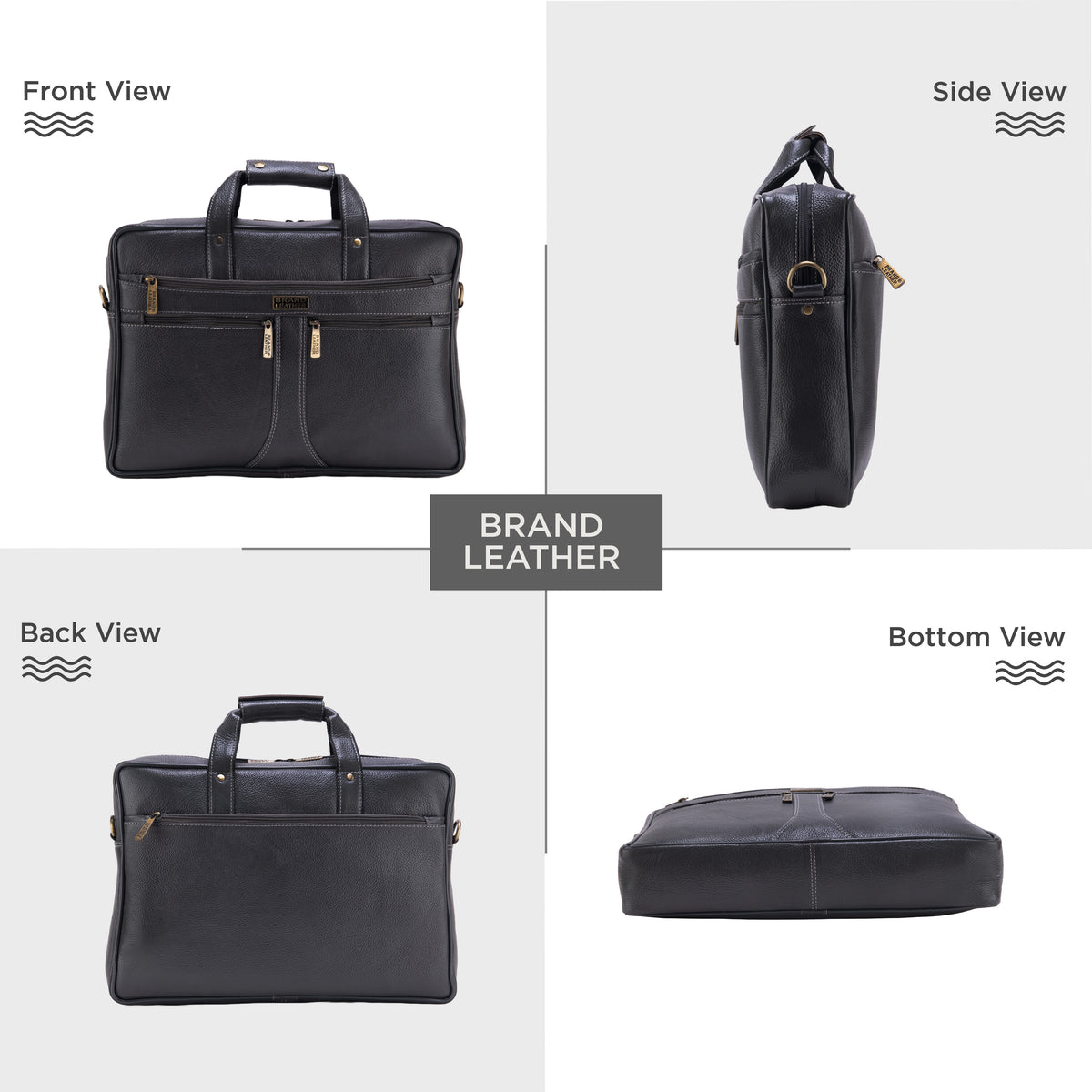 BRAND LEATHER Laptop Bag for Men - Genuine Leather Office Bag with Multiple Compartments Fits 14/15.6/16 Inch Laptop Bag - Messenger and Shoulder Bag for Travel - Water Resistant