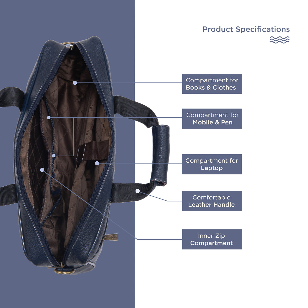 BRAND LEATHER Laptop Bag for Men - Genuine Leather Office Bag with Multiple Compartments Fits 14/15.6/16 Inch Laptop Bag - Messenger and Shoulder Bag for Travel - Water Resistant