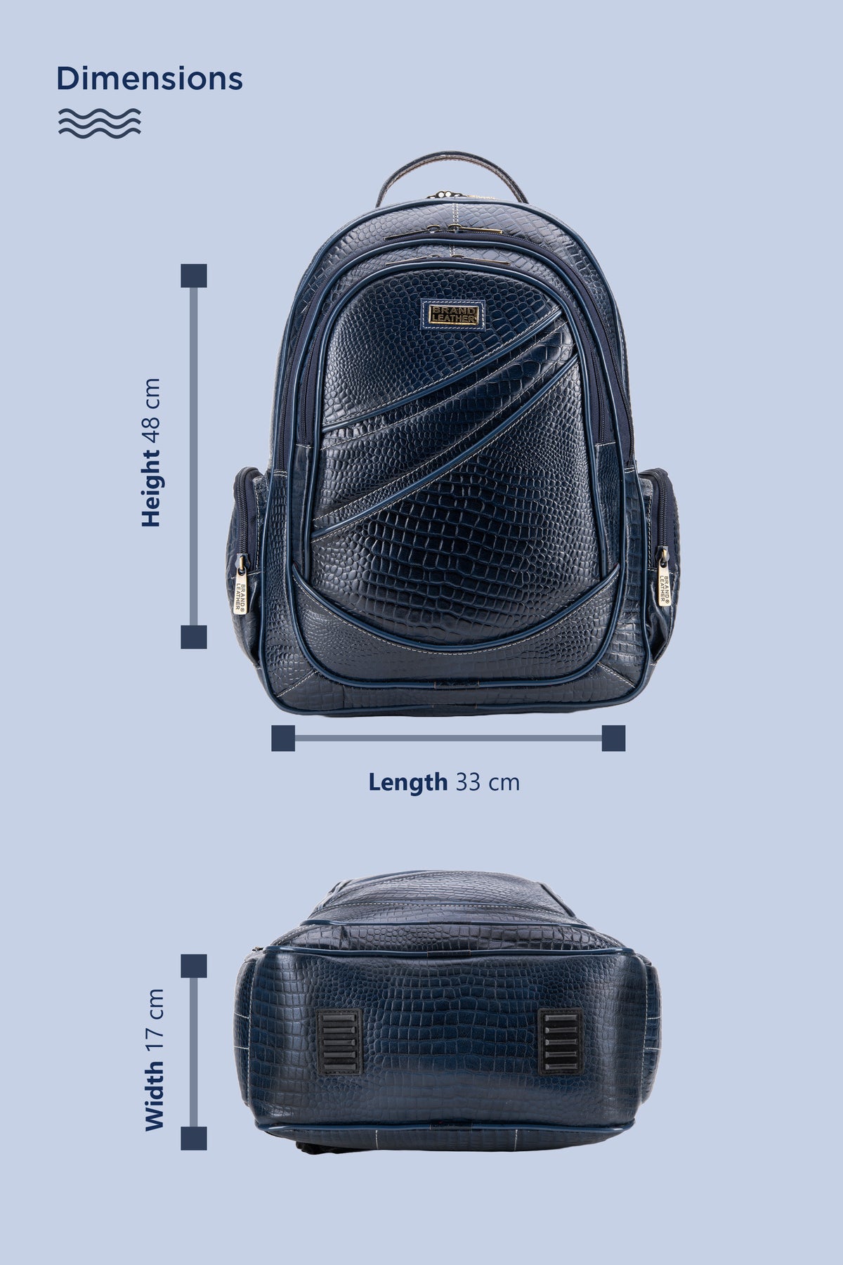 BRAND LEATHER Men's Full Grain Cow Hide Leather 17 Inch Laptop Backpack Large Capacity Weekender Overnight Camping Travel Rucksack