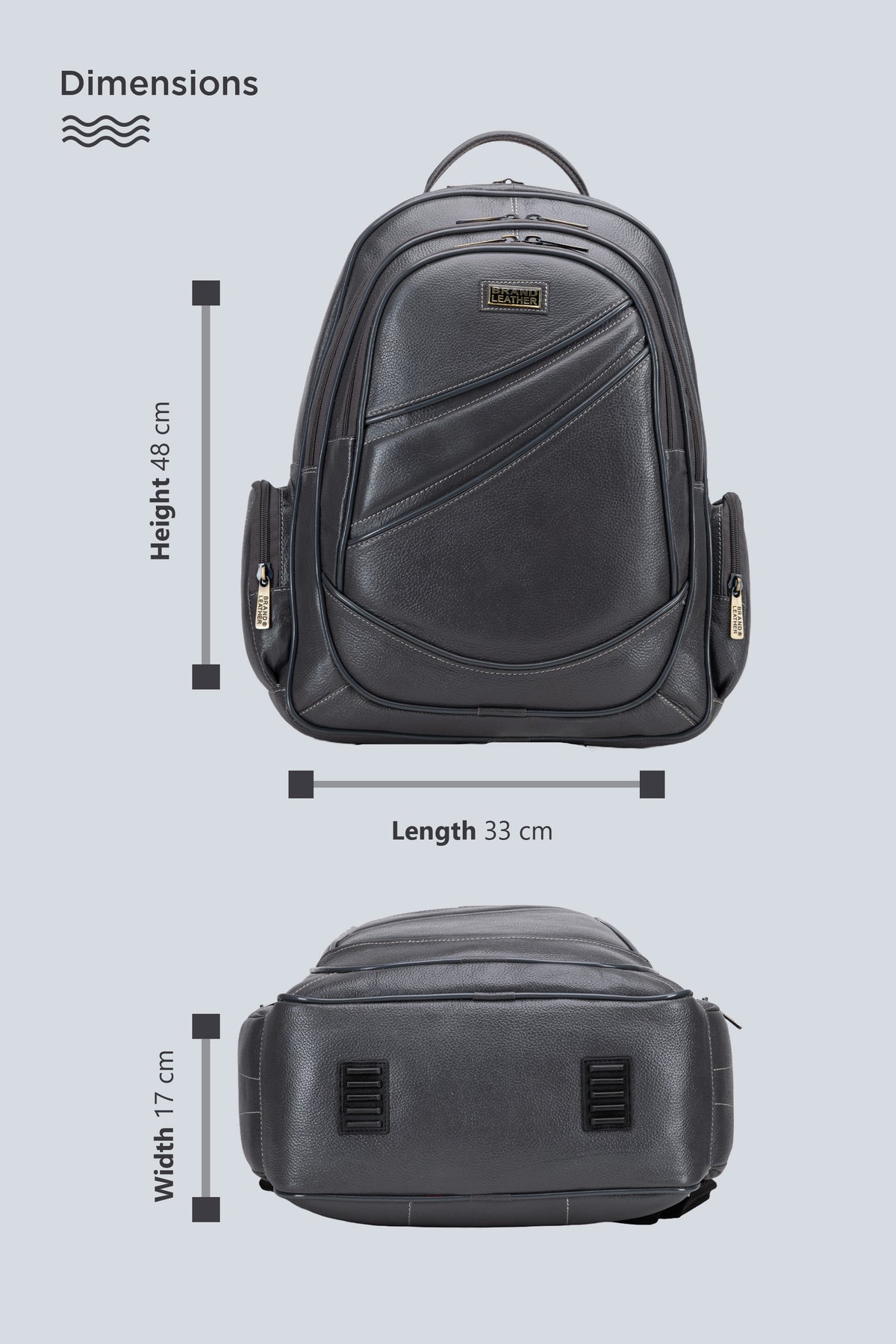 BRAND LEATHER Men's Full Grain Cow Hide Leather 17 Inch Laptop Backpack Large Capacity Weekender Overnight Camping Travel Rucksack