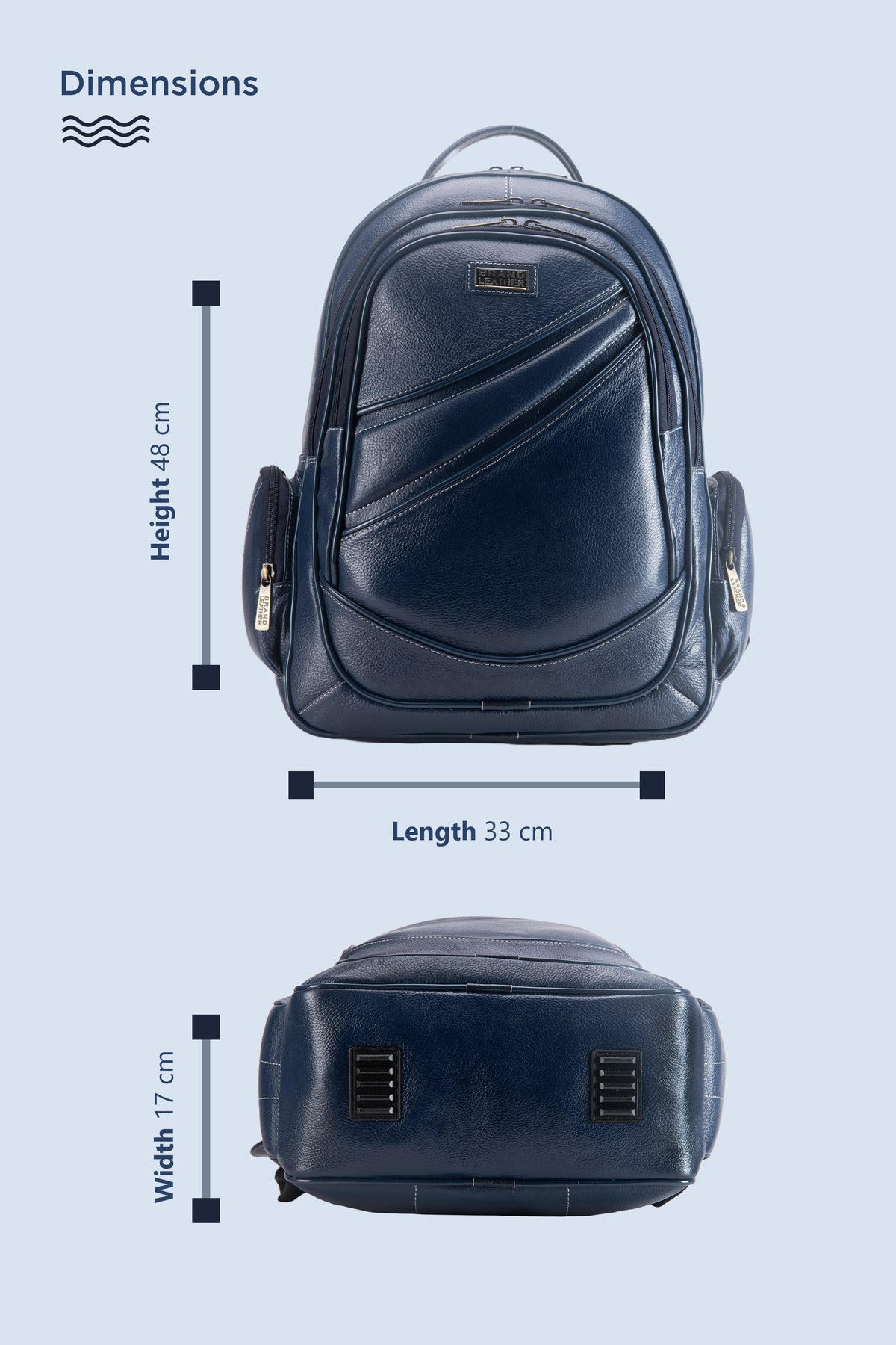 BRAND LEATHER Men's Full Grain Cow Hide Leather 17 Inch Laptop Backpack Large Capacity Weekender Overnight Camping Travel Rucksack