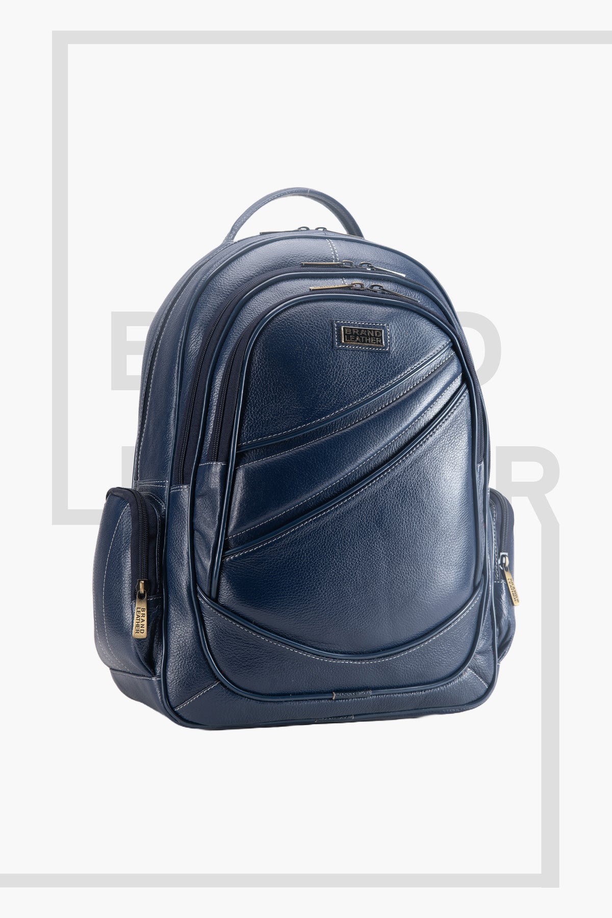 BRAND LEATHER Men's Full Grain Cow Hide Leather 17 Inch Laptop Backpack Large Capacity Weekender Overnight Camping Travel Rucksack