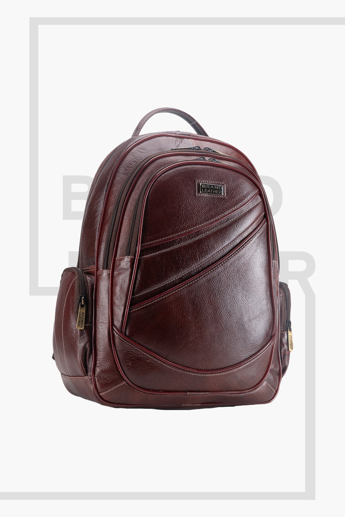 BRAND LEATHER Men's Full Grain Cow Hide Leather 17 Inch Laptop Backpack Large Capacity Weekender Overnight Camping Travel Rucksack