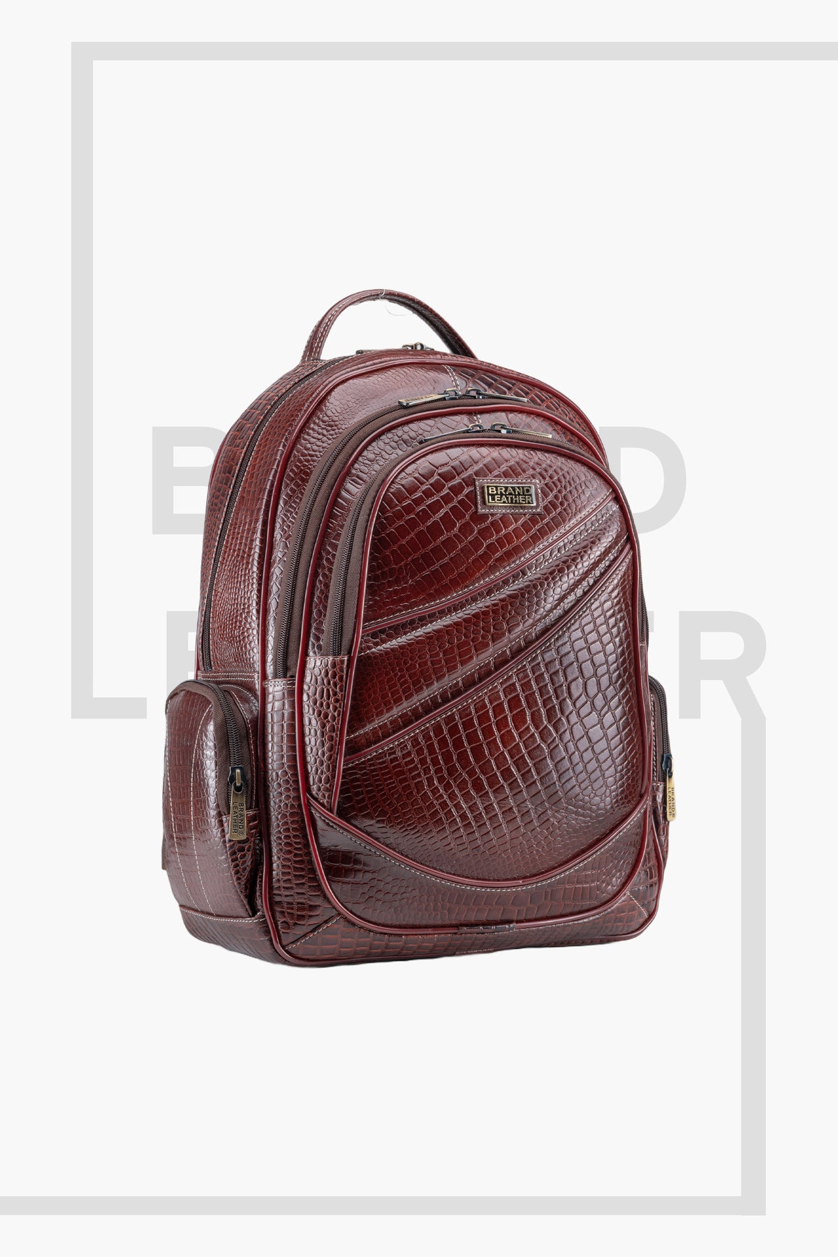 BRAND LEATHER Men's Full Grain Cow Hide Leather 17 Inch Laptop Backpack Large Capacity Weekender Overnight Camping Travel Rucksack