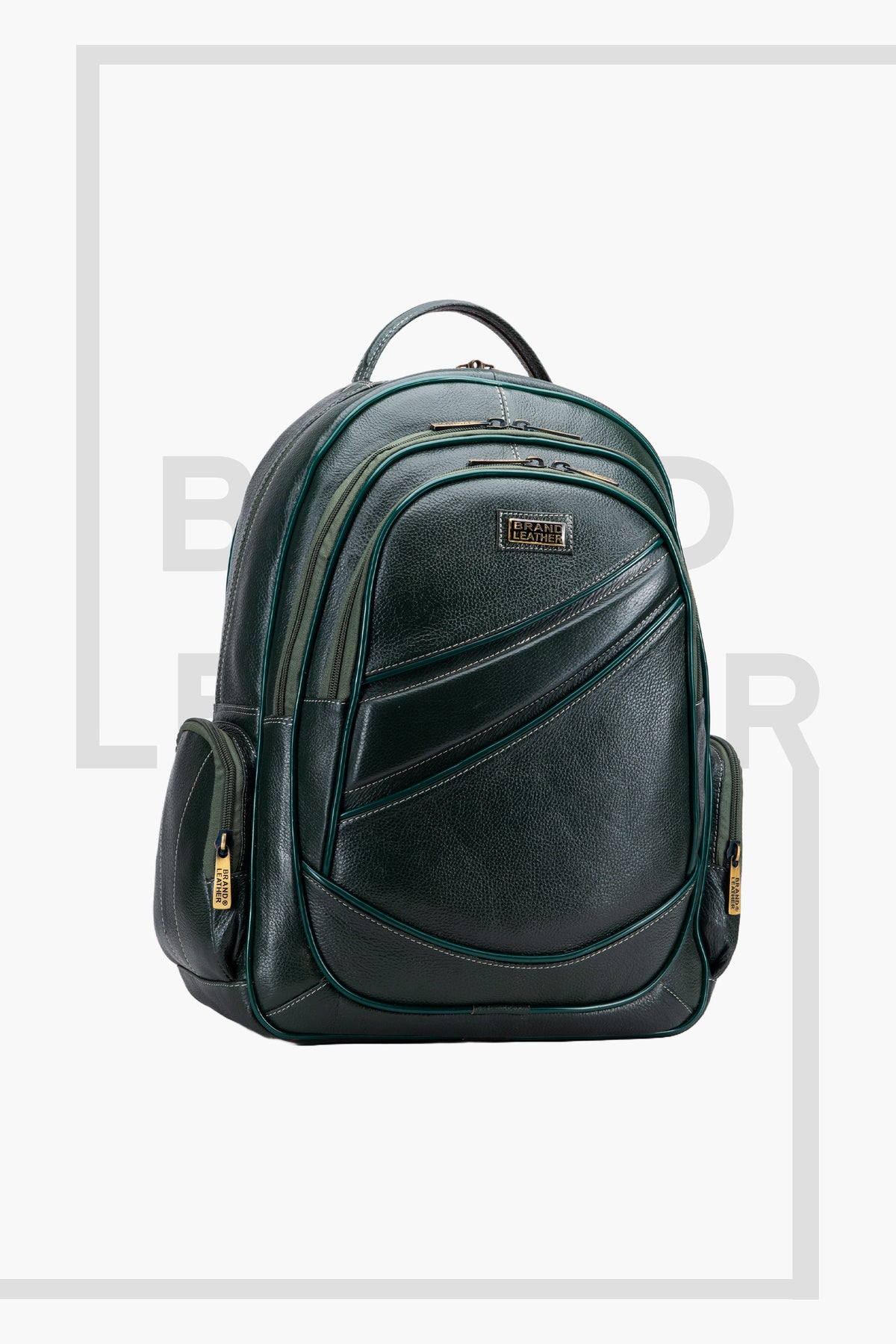 BRAND LEATHER Men's Full Grain Cow Hide Leather 17 Inch Laptop Backpack Large Capacity Weekender Overnight Camping Travel Rucksack