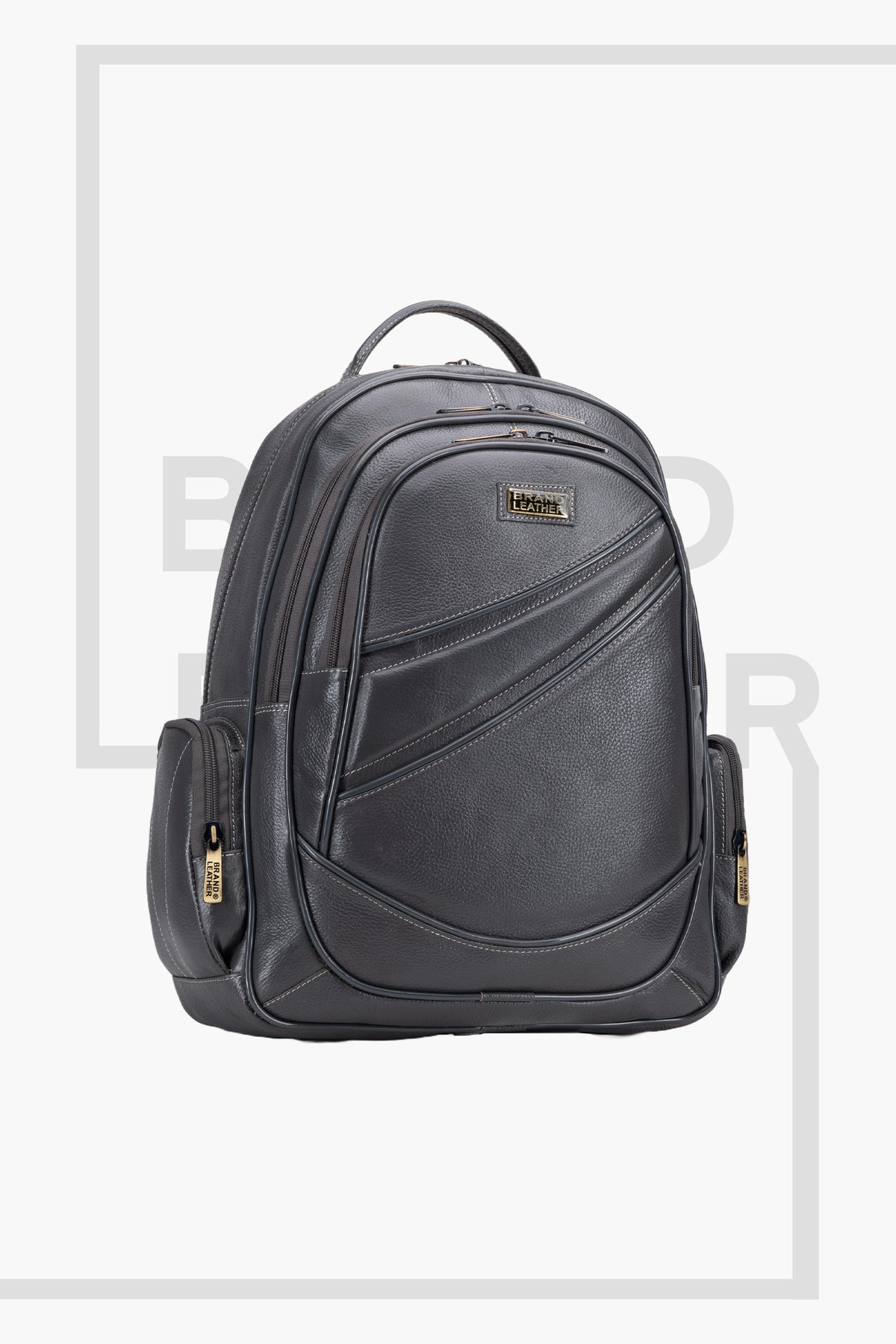 BRAND LEATHER Men's Full Grain Cow Hide Leather 17 Inch Laptop Backpack Large Capacity Weekender Overnight Camping Travel Rucksack