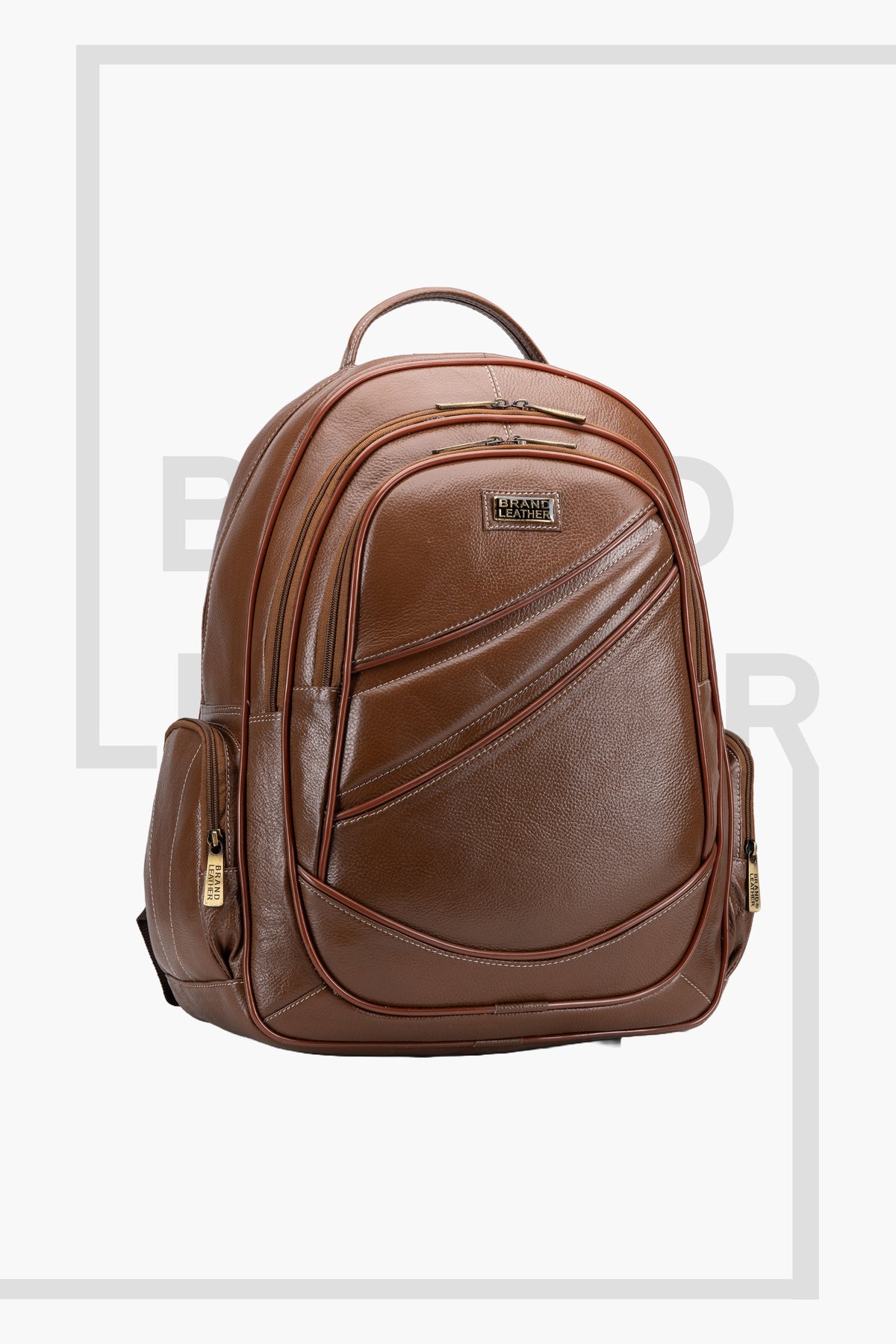 BRAND LEATHER Men's Full Grain Cow Hide Leather 17 Inch Laptop Backpack Large Capacity Weekender Overnight Camping Travel Rucksack