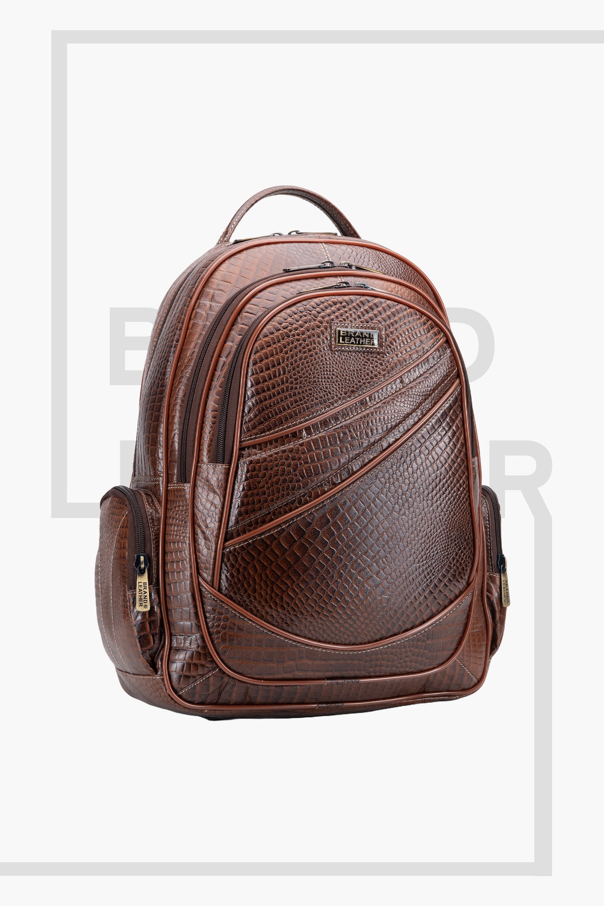 BRAND LEATHER Men's Full Grain Cow Hide Leather 17 Inch Laptop Backpack Large Capacity Weekender Overnight Camping Travel Rucksack