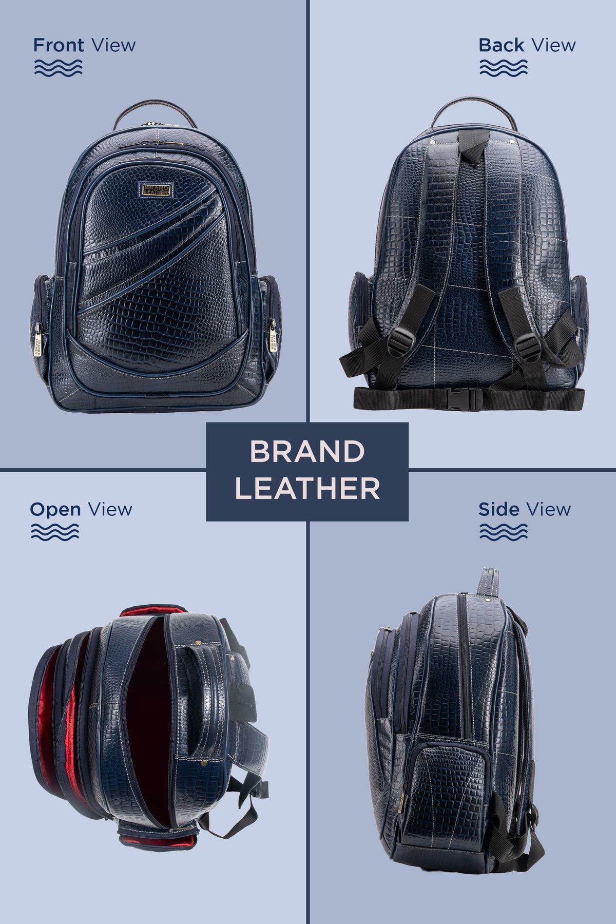 BRAND LEATHER Men's Full Grain Cow Hide Leather 17 Inch Laptop Backpack Large Capacity Weekender Overnight Camping Travel Rucksack