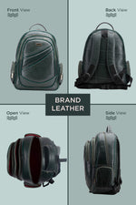 BRAND LEATHER Men's Full Grain Cow Hide Leather 17 Inch Laptop Backpack Large Capacity Weekender Overnight Camping Travel Rucksack