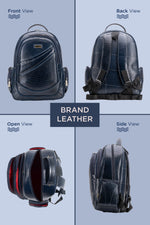 BRAND LEATHER Men's Full Grain Cow Hide Leather 17 Inch Laptop Backpack Large Capacity Weekender Overnight Camping Travel Rucksack