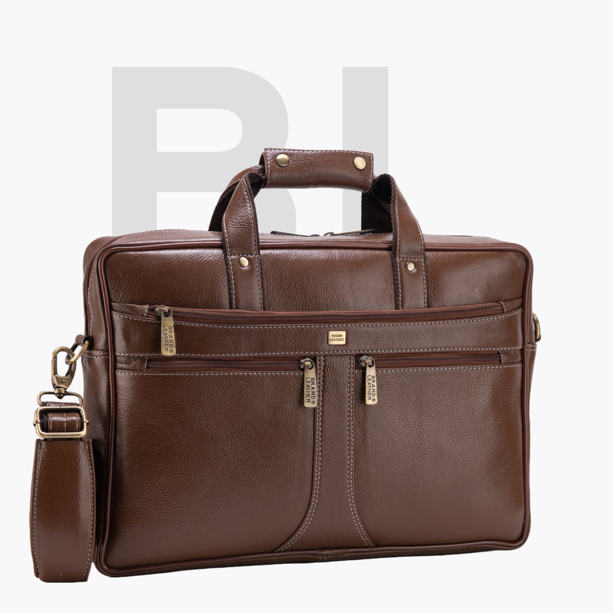 BRAND LEATHER Laptop Bag for Men - Genuine Leather Office Bag with Multiple Compartments Fits 14/15.6/16 Inch Laptop Bag - Messenger and Shoulder Bag for Travel - Water Resistant